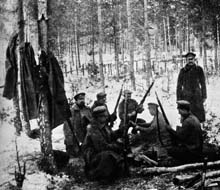 Bivacco invernale di soldati russi in Volinia