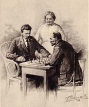 Lenin e Bogdanov durante una partita a scacchi